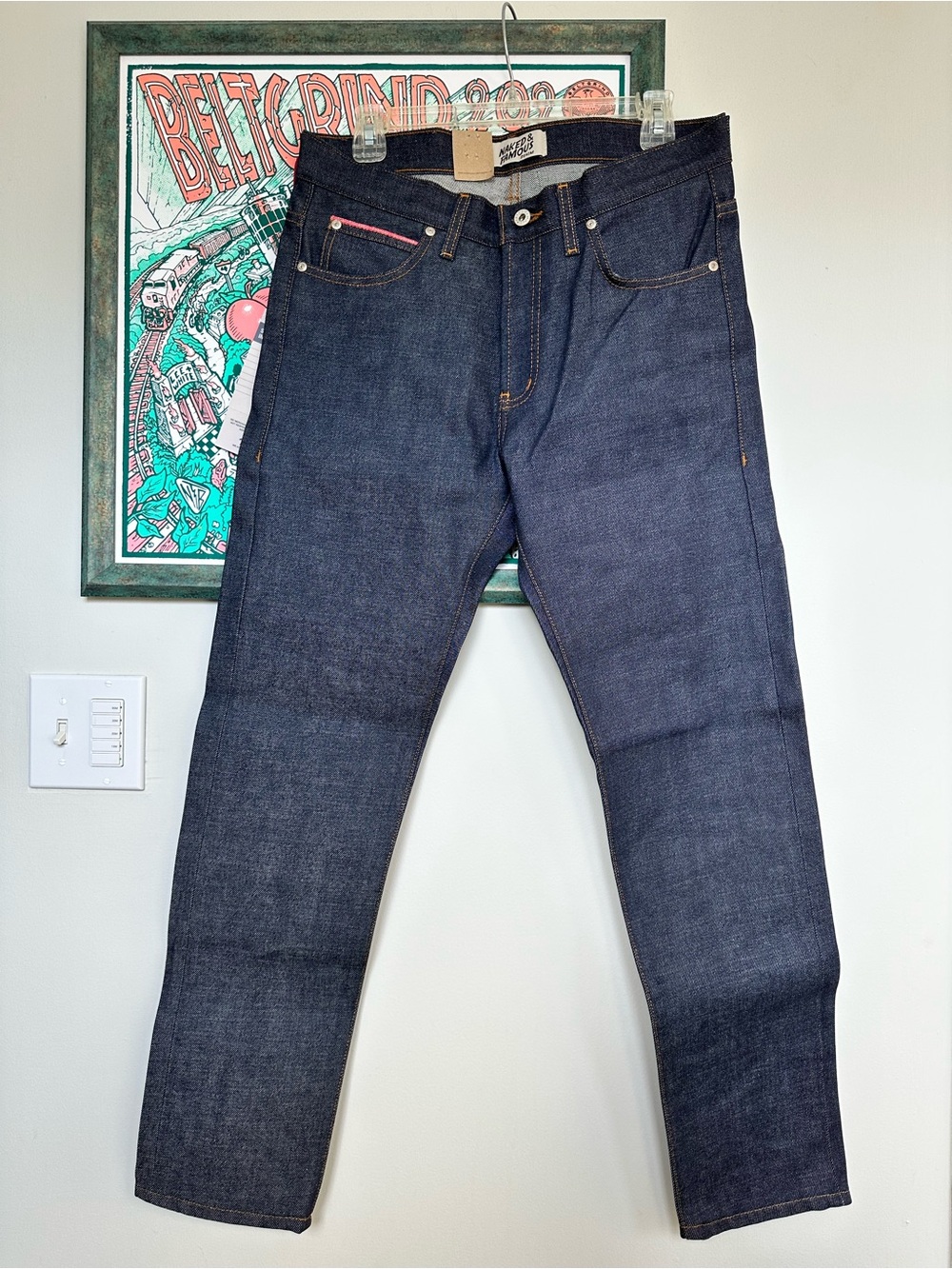 NWT Naked & Famous Super Guy Dark Indigo Slim Regular Rise Men’s Jeans W32 L30 - Picture 4 of 17